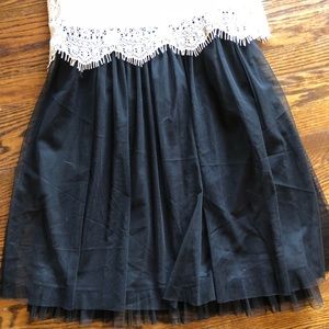 Thick strap formal black and white dress